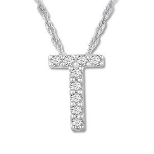 18kt White Gold Plated Letter T Comes With 18" Chain